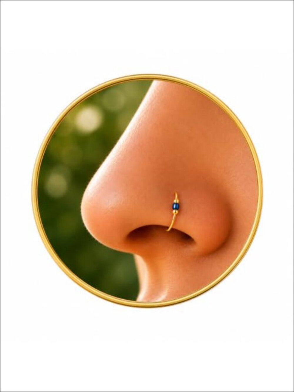 14k Gold Filled Nose Ring 7mm 24 Gauge Handmade Nose Hoop with Blue Gem